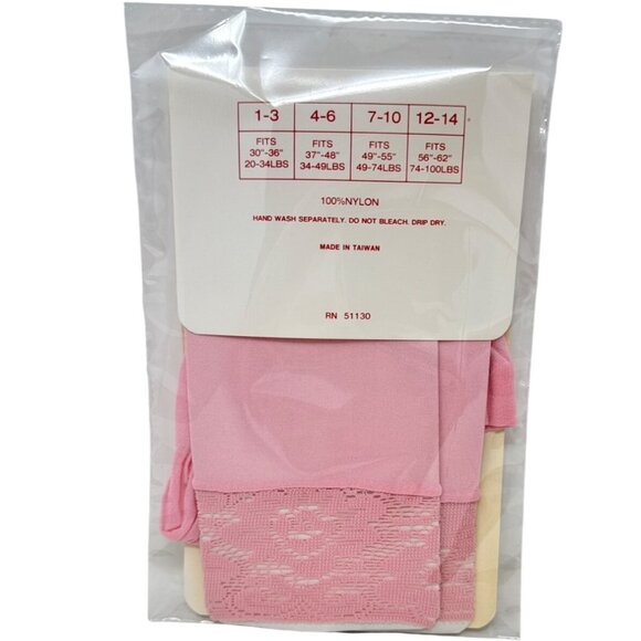 Golden Legs Girls Opaque Footless Tights With Capri Lace Pink 12-14 - Picture 2 of 2